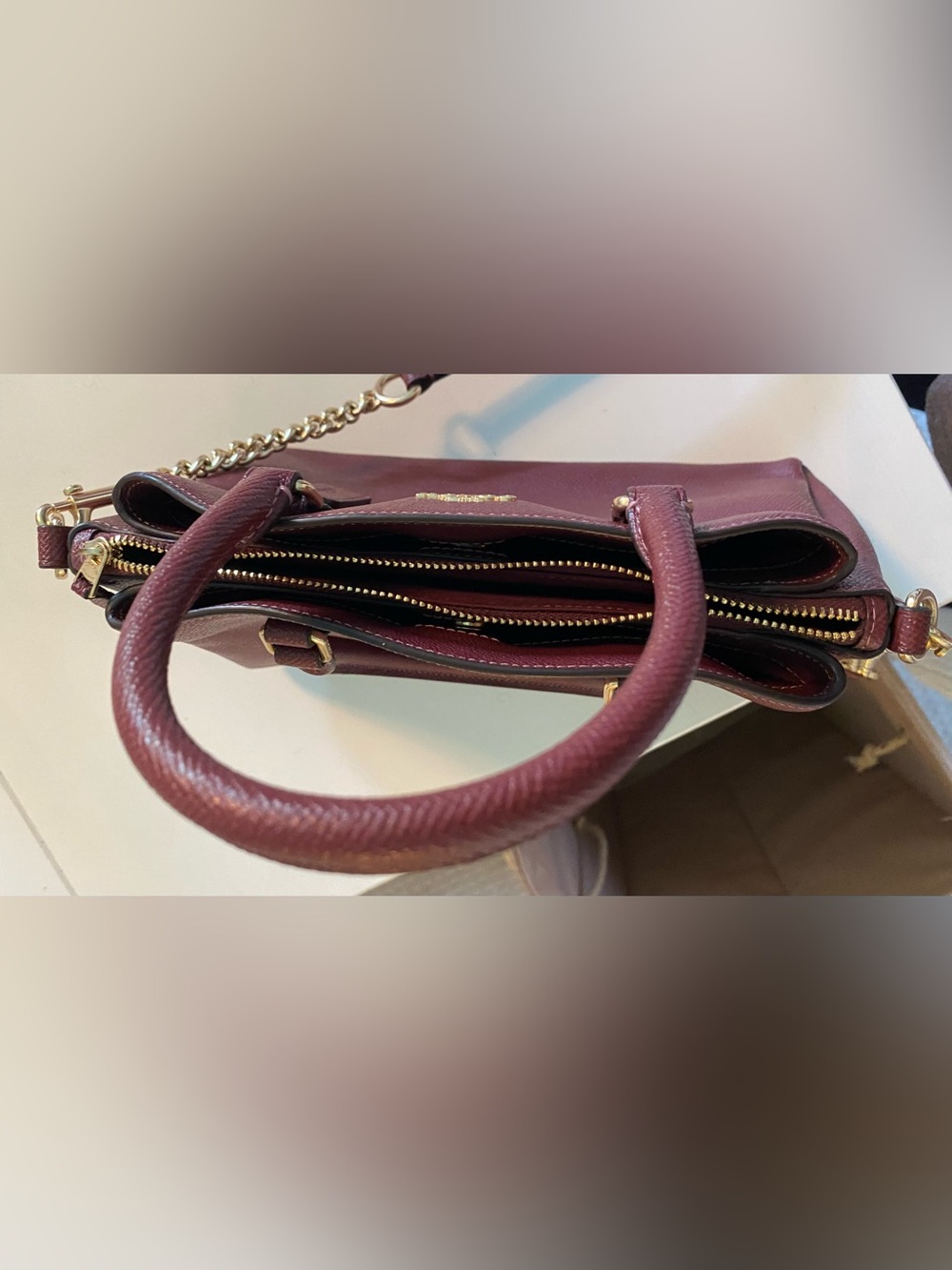 Coach Burgundy Leather Satchel - Picture 3 of 5